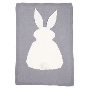 🔴Baby Bunny Blanket - Grey & White